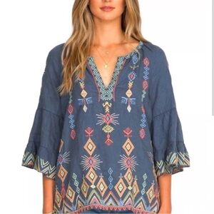 Johnny Was Cerise Tiered Linen
Peasant Top Size S